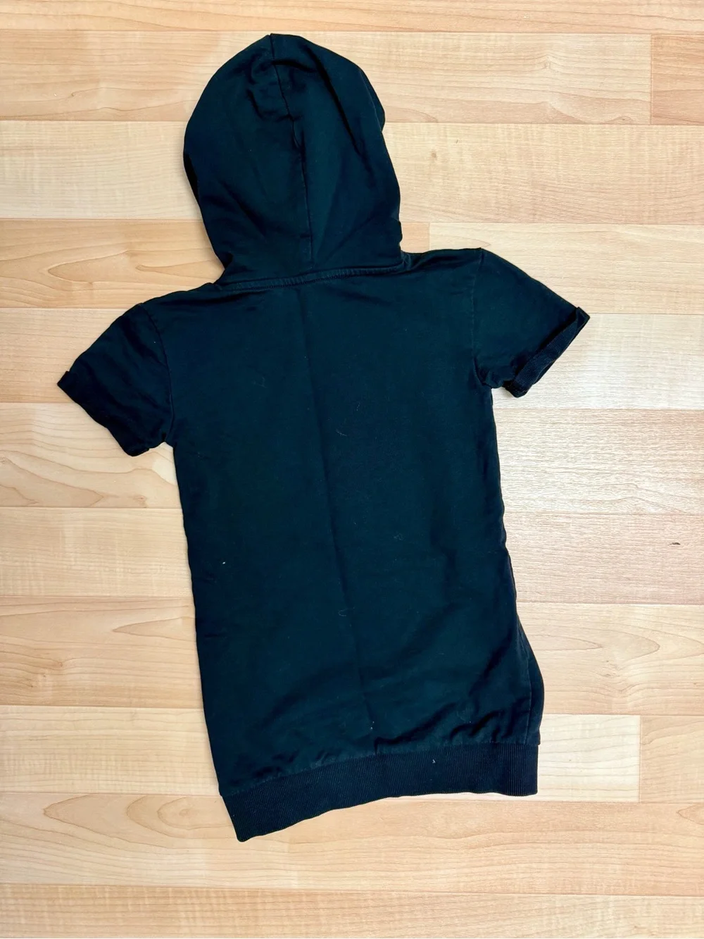 Guess Kids Denim Logo Hoodie Dress Girls Size 4 Black Short Sleeve